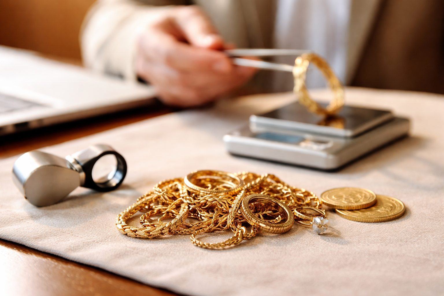 Expertise de bijoux en or à Angoulême avec estimation sur balance en comptoir